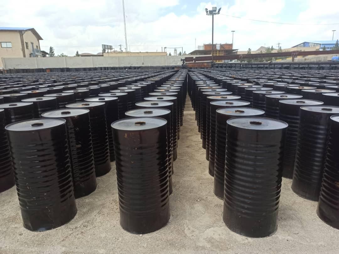 Bitumen drums ready for loading